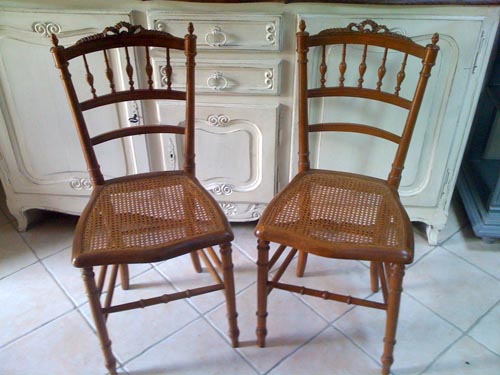 pair of old french cane chairs